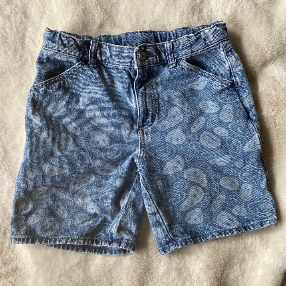 PacSun Kids' Smiley Face Denim Shorts In Medium wash